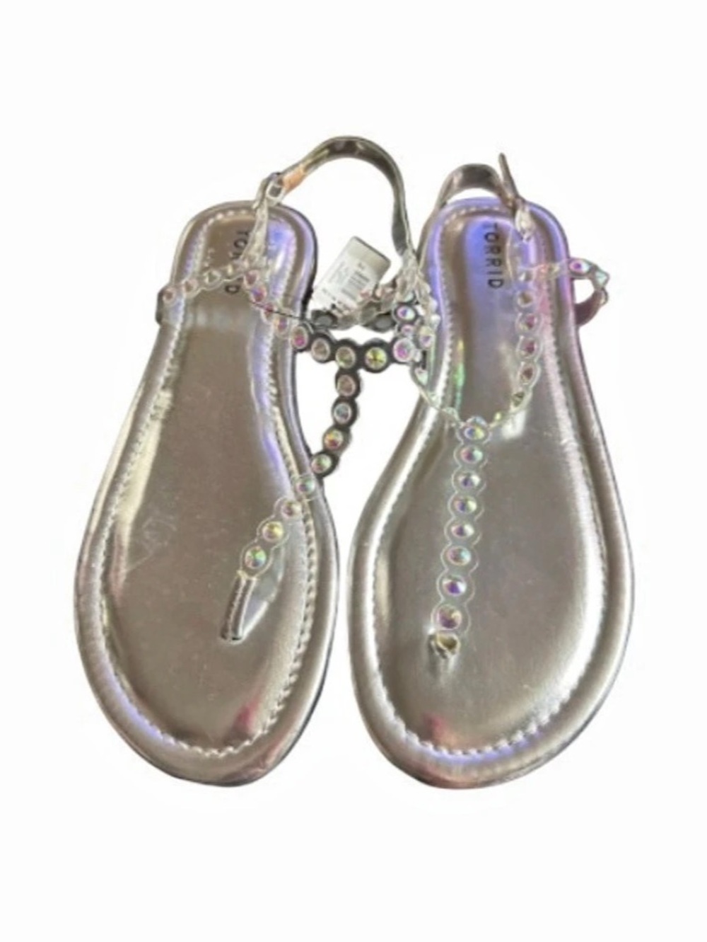 Torrid Rhinestone T-Strap Flat Sandal Silver